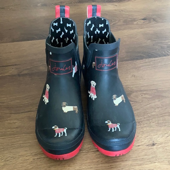 Joules Shoes - Joules Dog Print Ankle Wellibob Rainboots